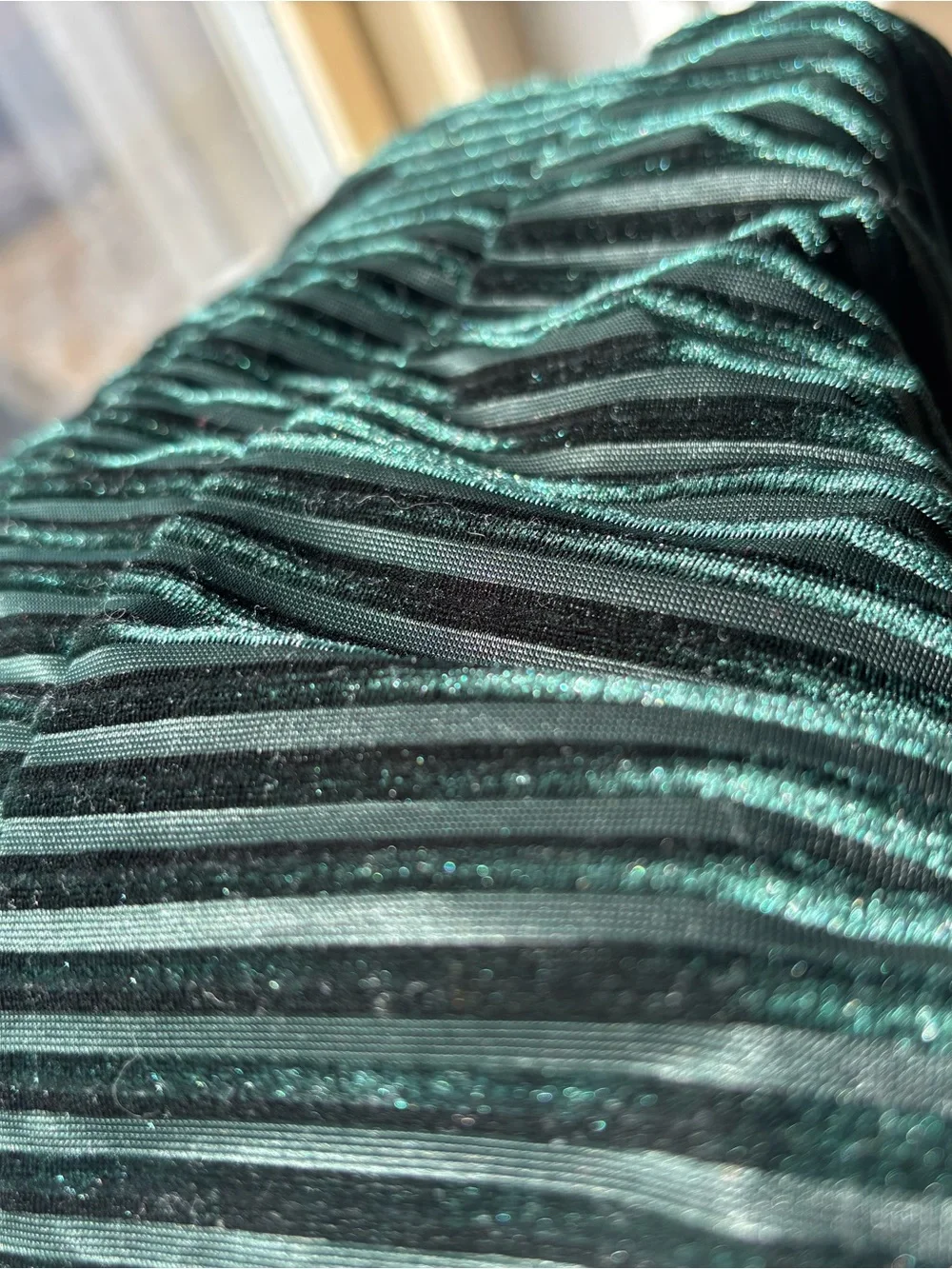 Forever 21 Dark Green Velvet-Striped Body Suit with Side Tie